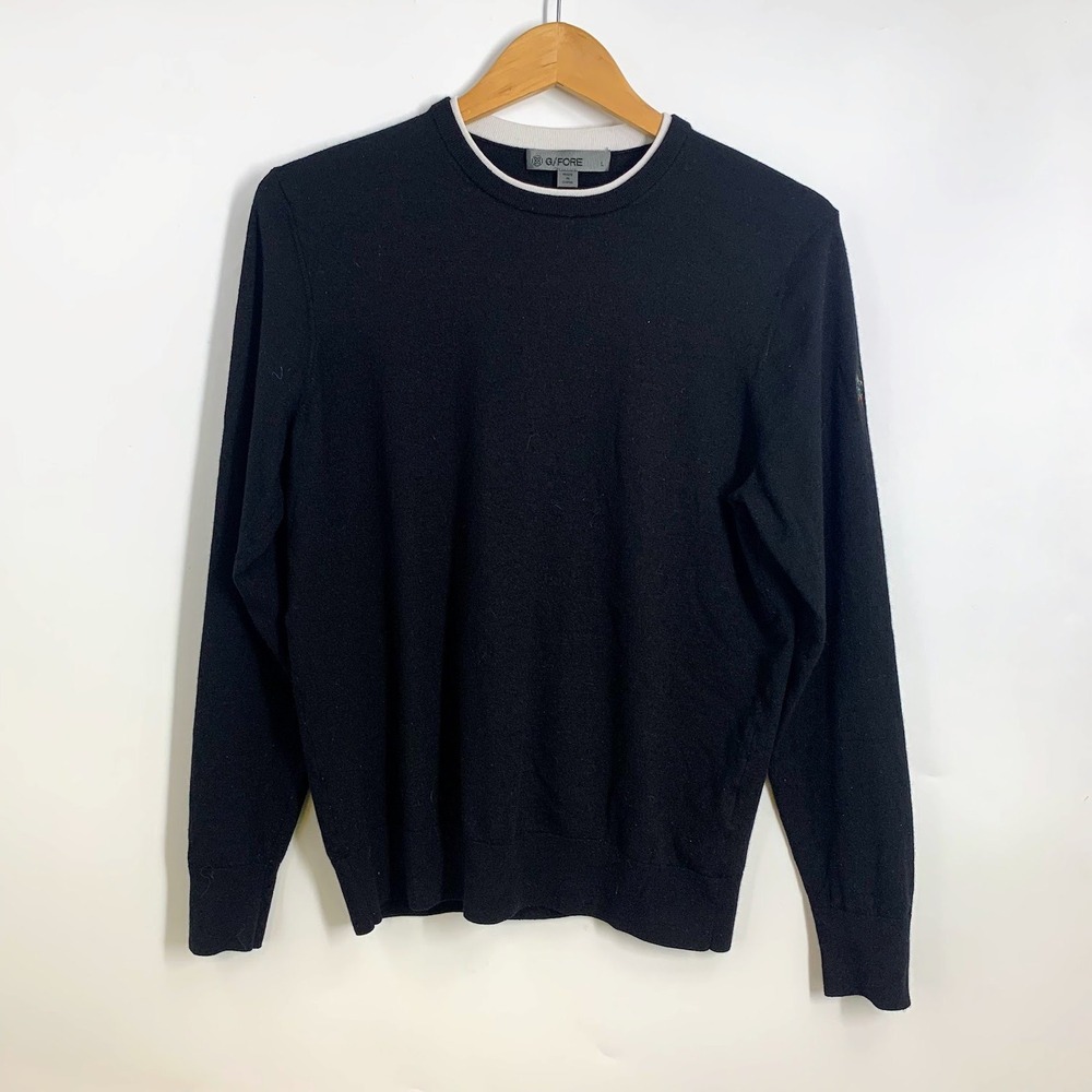 G/FORE Mens Crew Neck Long Sleeve Wool Blend Golf Sweater Size‎ L Embroidered